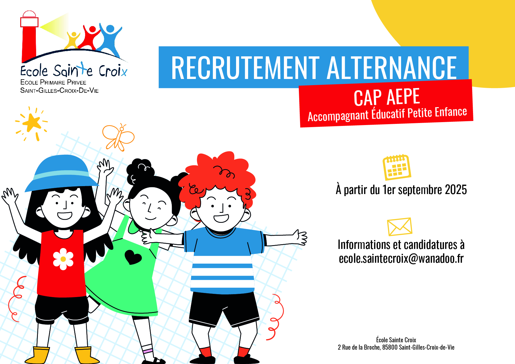 recrutement école sainte croix de saint gilles croix de vie