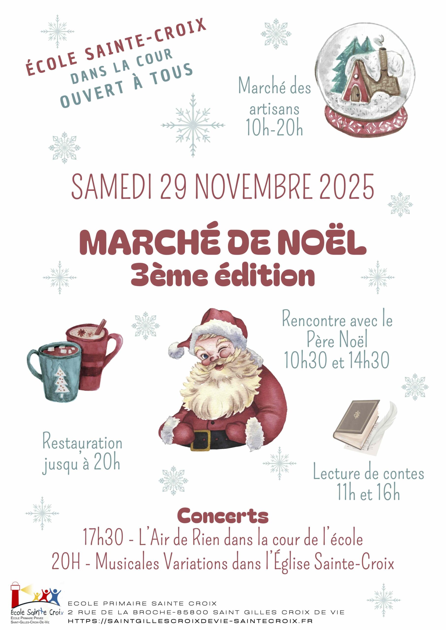Marché de Noel 2025 école sainte croix de saint gilles croix de vie
